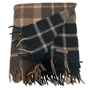 Alpaca Condor Tips Peruvian Wool Throw Blanket Plaid Tartan 58x62 Inches Fringe